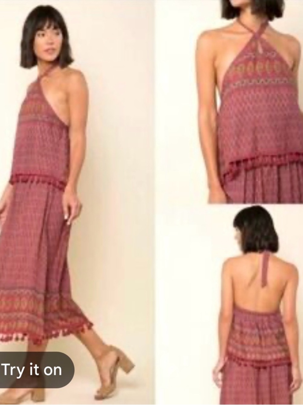 Raga Passion Struck Boho Halter Maxi Dress XS - Picture 2 of 4